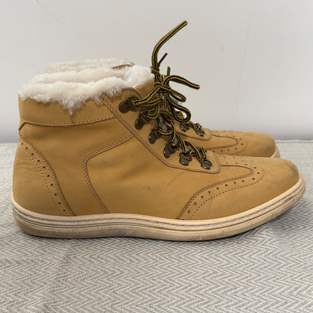 Vintage‎ Foundry Co Mens VF1059-SE Tan Leather Sheepskin Wingtip Boots Size 10